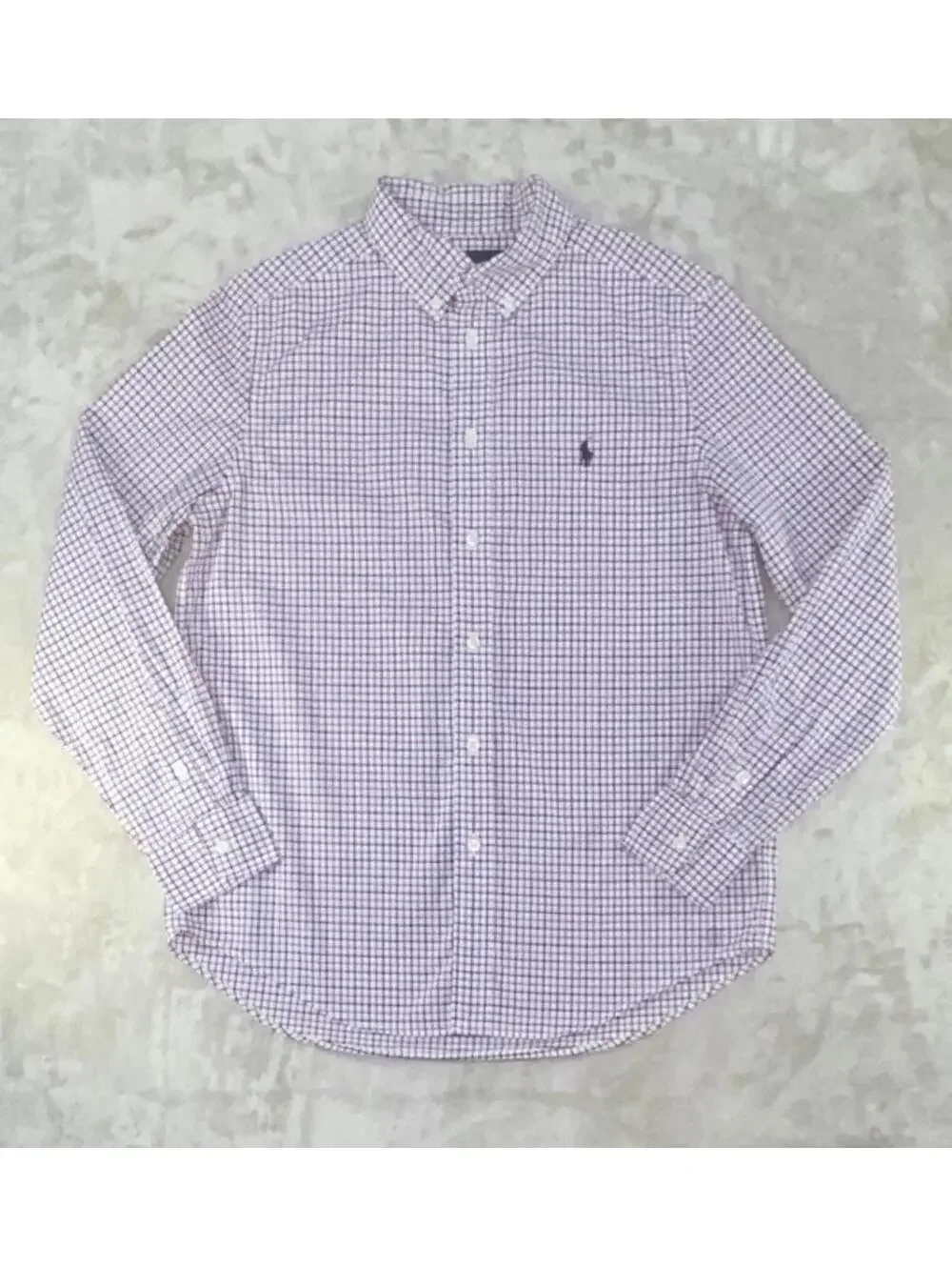 Ralph Lauren Big Kids Natural Stretch Oxford Shirt Red/Blue/White Sz L (14-16)